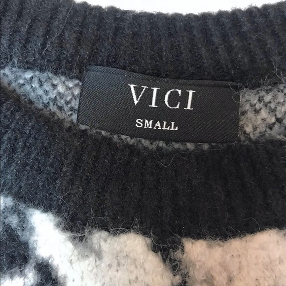 Vici Black White Leopard Eyelash Sweater Size S Small NWOT - Picture 2 of 3
